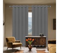 Rideaux Lot de 1 240 x 240 cm 100% Lumiere Bloquer Anti Chaleur, Anti-UV Draperies Intérieurs Modernes Design Moderne à Oeillets pour Toutes Les Saisons, Chambre, Gris Foncé