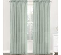 Rideaux Lot de 2 Rideaux en Lin Translucide, Rideau de Fenêtre Lin Décorative Voile de Fenêtre Draperie Intérieur Elegant Vintage pour Salon Chambre à Coucher (Verte de Sauge,132x241cm)