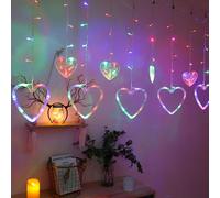 Rideaux lumineux Cœur Chaînes lumineuses étanches 8 modes Noël LED Rideau lumineux Mariage Saint-Valentin Noël Party Deko, Coloré