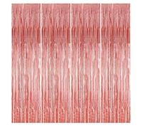 Rideaux Métalliques Or Rose, 4 pcs, 1m x 3m, Franges Auto-Adhésives pour Fêtes