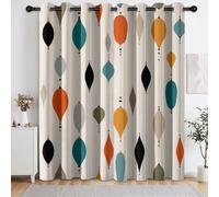 Rideaux Moderne Du Milieu Du Xxe Siècle Abstrait occultants, Paire de Rideaux Lignes Verticales Gouttes Ovales isolants thermiquement à œillets - Draperies pour Salon Chambre 110 X 215 cm (L x H)