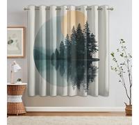 Rideaux Motif Forestier Paysage - Rideau Occultant Naturels Paysages, Lot de 2 Rideaux Imprimé, Decoration Chambre Salon Cuisine, Draperies Intérieurs à Oeillets L 140 x H 220 T&YV-188