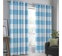 Rideaux Motif Tissu À Carreaux Simple Bleu Et Blanc, Rideaux Occultant Insonorisés Motif Géométrique Élégant pour Salon Chambre, Rideau Tentures 2 Panneaux Thermique Isolant À Oeillets, 110Lx215H Cm