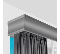 Rideaux muraux gris personnalisables avec système de tige en métal à double voie, traitements de fenêtre élégants pour décoration de maison et de bureau, design moderne pour des intérieurs élégants
