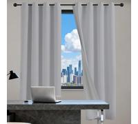 Rideaux Occultant 105 x 125 cm 100% Polyester, Isolement Thermique Installation Facile Rideau Occultant Thermiques à Oeillets Design Moderne à Oeillets pour Maison Chambre, Gris Clair