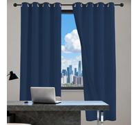 Rideaux Occultant 120 x 110 cm 100% Polyester, Isolement Thermique Installation Facile Rideau Occultant Thermiques à Oeillets Design Moderne à Oeillets pour Maison Chambre, Bleu Foncé