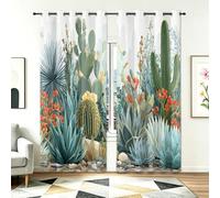 Rideaux Occultant 140L X 180H cm Lot de 2 avec Oeillets, Multicolore Rideau Salon Chambre Cuisine Exotique Plante Cactus Agaves Succulentes Rideau Thermique Isolant Anti Froid pour Garçon et Fille