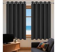 Rideaux Occultant 158 x 154 cm Isolation Thermiques, Tissu Doux et Infroissable Portes de Balcon Rideaux Design Moderne à Oeillets, Plusieurs Tailles pour Salon Chambre, Noir