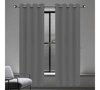 Rideaux Occultant 240 x 165 cm 100% Polyester, Isolement Thermique Installation Facile Rideau Salon, Rideau Phonique Design Moderne à Oeillets pour Maison Chambre Fenetre, Gris Foncé