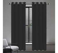 Rideaux Occultant 280 x 165 cm 100% Polyester, Isolement Thermique Installation Facile Rideau Salon, Rideau Phonique Design Moderne à Oeillets pour Maison Chambre Fenetre, Noir