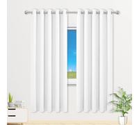 Rideaux Occultant 500 x 130 cm Isolant Anti Froid Chaleur, Satiné Rideau Maison Cuisine Design Moderne à Oeillets, Plusieurs Tailles pour Chambre, Salon, Bureau, Blanc