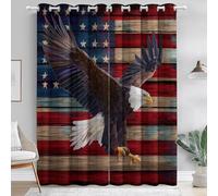 Rideaux Occultant 70L X 145H cm Lot De 2 avec Oeillets, Protection Contre Le Froid et la Chaleur Campagne Drapeau Animaux Aigle Rideaux Imprimé pour Le Salon Chambre à Coucher Couleur