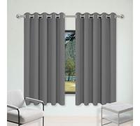Rideaux Occultant à Oeillets 180 x 290 cm Rideau Thermique Isolant Anti Chaleur Lot de 1 Rideaux Occultant Design Moderne à Oeillets pour Chambre Adulte Salon, Gris Foncé