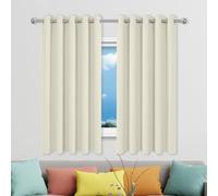 Rideaux Occultant à Oeillets 200 x 170 cm Isolant Anti Froid Chaleur, Satiné Rideau Maison Cuisine Design Moderne à Oeillets, Plusieurs Tailles pour Maison Chambre Fenetre, Beige
