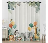 Rideaux Occultant Animal de Dessin Animé, Rideaux Animaux Jungle, Rideau Thermique Isolant pour Salon Chambre, Motif Jeunes Filles, Lot de 2 Décoration de Fenêtre Opaque à Oeillets 140x300 LxH JJ13