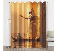 Rideaux Occultant Anubis, Rideau Salon Chambre Dieux Égyptiens, Rideaux Thermique Isolants Doré, Draperies Intérieurs à Oeillets Décoration de Fenêtre, Lot de 2 150x166 Jl5d7