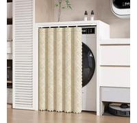 Rideaux Occultant Armoire Cuisine, Rideau de Placard Anti-poussière avec Rail Coulissant Autocollant pour sous L'évier Étagères Petite Fenêtre(Beige,WxH70x90cm/27x35inch)