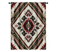 Rideaux Occultant Aztèque, Rideau Géométrique Tribal Ethnique pour Salon Chambre, Rideau Thermique Isolant Anti Froid à Oeillets Lot de 2 Panneaux 140L X 220H cm