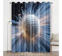 Rideaux Occultant Balle de Golf, Rideau Salon Chambre Thème Sportif, Rideaux Thermique Isolants Bleu, Draperies Intérieurs à Oeillets Décoration de Fenêtre, Lot de 2 234x230 Jl5d11