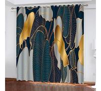 Rideaux Occultant Bleu - Jaune Rideaux Thermiques Isolants Salon Moderne,Rideau Chambre Fille Garçon,Rideaux À Oeillets Enfant,2 Pièces,2X91.5X214Cm