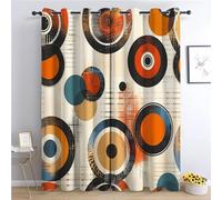 Rideaux Occultant Disque Abstrait Peint 3D Impression Isolant Thermique Isolant phonique 90% Rideaux Occultant à Oeillets Douceur Chambre Garçon Fille Multicolore 2 Panneaux 91.5 x 214 cm(LxH)