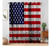 Rideaux Occultant Drapeau AméRicain Rideau Thermique Isolant Anti Froid et Chaleur Rideaux et Draperies Intérieurs a Oeillets Lot de 2 pour Salon Chambre Fenêtre 140x220cm(Largeur x Hauteur)