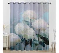 Rideaux Occultant Fleur Blanc, Rideaux Abstraction Moderne, Rideau Thermique Isolant pour Salon Chambre, Motif Peinture à l'Huile, Lot de 2 Décoration de Fenêtre Opaque à Oeillets 140x300 cm LxH JJ13