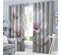 Rideaux Occultant Fleur de Branches D'Arbre Fleurs Magnolia, Imprimé Peinture L'Huile Rideau Oeillets Isolant Thermique Anti Froid pour Salle de Séjour Chambre d'enfant, 132L X 213H cm Lot de 2