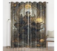 Rideaux Occultant Garçons Anime, Rideau Salon Chambre Cartes de Tarot, Rideaux Thermique Isolants Gothique Mystique, Draperies Intérieurs à Oeillets Décoration de Fenêtre, Lot de 2 200x214 n1L2
