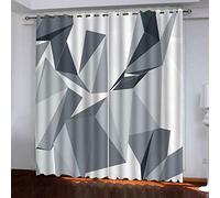 Rideaux Occultant Impression 3D Printing Géométrie Stéréoscopique Minimaliste Rideau Chambre Enfant Fille Oeillets Ensemble Lot De 2 Décoration De 160x200Cm Fenêtre Pour Chambre Et Salon Draperies