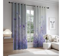 Rideaux Occultant Lot De 2 Aquarelle Plante Fleurs sauvages de Soleil Rideaux Thermiques pour Salon Chambre et Bureau Rideau Occultant à Oeillets Rideaux de Style Décontracté 140 x 260 CM Violet