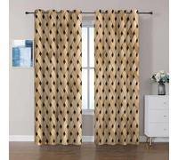 Rideaux Occultant Motif tressé Jaune Moutarde L168 x H229 cm Lot de 2 Rideau Thermique Isolant Anti Froid, Polyester Rideau À Oeillet Décoration de Fenêtre Chambre et Salon