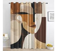 Rideaux Occultant Motif Visage Abstrait pour Salon - Rideau à Oeillets Géométrique Moderne pour Chambre - Draperies Intérieurs 2 Panneaux - 225 x 240 cm Mh764