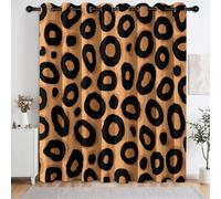 Rideaux Occultant Nature Classique Imprimé Léopard Blocs Couleur, Rideau à Oeillets Texture Animale Moderne Thermiques Isolant Anti Froid et Chaleur pour Chambre Salon Cuisine, 2 Panels 75L X 166H cm