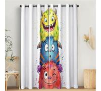 Rideaux Occultant pour Chambre, Rideau Opaque à OeilletsPiles Monstres Isolation Thermique Rideaux de fenêtre Animaux Mignons À L'Aquarelle Décoration de Draperies pour Chambre de bébé Salon 117x137cm