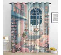 Rideaux Occultant Princesse Contes de Fées - Rideaux a Oeillets Fille Bleu Rose - Rideau 2 Panneaux Thermique - pour Salon Chambre - L160 x H280 cm