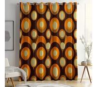 Rideaux Occultant Rétro Années 70 Géométrique Rideaux imprimé Thermique Isolant pour Décoration Salon Chambre Fenêtre Anti Bruit Jaune Rideau Polyester 2 Pièces, 140 x 245 cm