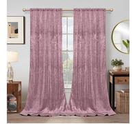 Rideaux Occultant Velours Lot De 2, 132x244cm, Rideaux Salon Damas Floral Thermique Isolant Anti Chaud, Moderne Chambre, Rose