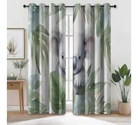 Rideaux Occultant Vert Sauge, Thermique Lsolant Durable Rideaux à Oeillets avec Aquarelle Koala Monstera Motif - Animal Thème Insonorisée Rideau pour Chambre Salon 91.5L X 160H cm (2 Panneaux)