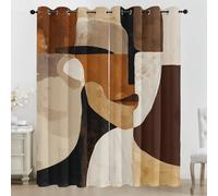 Rideaux Occultant Visage Abstrait, Rideaux Géométrie Moderne, Rideau Thermique Isolant pour Salon Chambre, Motif Minimalisme, Lot de 2 Décoration de Fenêtre Opaque à Oeillets 140x300 cm LxH JJ13