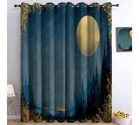 Rideaux occultants 100% Chambre 280l x 245h cm, Style Fantastique Panneaux Thermiques isolants, Rideaux lavables rétro Pleine Lune Neige forêt, pour de Chambre d'enfant et du Salon décorer