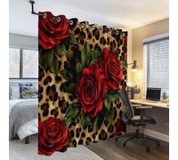 Rideaux Occultants 117L x 183H cm 2 Pièces avec Œillets, Minimalisme Classique Imprimé Léopard Roses Rideaux Imprimés Décoration pour Maison Chambre Salon - Rideau d'Isolation Thermique Couleur
