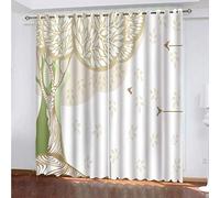 Rideaux Occultants 200x160 Cm Rideau Occultants Isolant Thermiques À Oeillets Élégant Décoration pour Chambre Salon 3D Arbres Abstraits De Bande Dessinée Thermique Anti Froid, Lot De 2 Motif