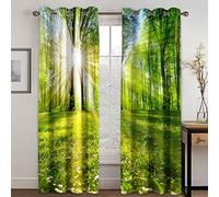 Rideaux Occultants 264X242cm Paysage de Forêt Ensoleillée Thermique Isolant Rideau Chambre Fille Imprime avec Oeillets Motif Occultant pour Décoration Chambre Décoration Intérieur