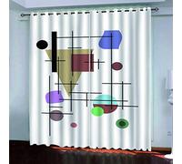 Rideaux Occultants 3D Formes Géométriques Simples 2 Panneau avec Œillets 264x240Cm Rideau Salon Moderne Isolant Thermique Occultant pour Chambre d'enfant Impression Décoration Polyester