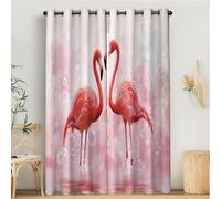 Rideaux Occultants 3D Surface De l'eau Flamant Rose Rêve Imprimé Rideau à Oeillets, Salon Chambre Enfant Décoration de Fenêtre, 140L X 225H cm 2 Panneaux Isolant Thermique Rideaux, Rose