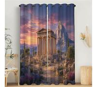 Rideaux Occultants 3D Temples Ruines Histoire Architecture Imprimé Rideau à Oeillets, Salon Chambre Enfant Décoration de Fenêtre, 140L X 240H cm 2 Panneaux Isolant Thermique Rideaux, Multicolore