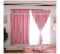 Rideaux occultants à Coller sans perçage for Chambre à Coucher, Stores occultants Courts à Isolation Thermique, Stores de fenêtre de Style Nordique Amovibles(Pink A,W150*H200CM)