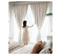 Rideaux occultants à Coller sans perçage for la Location de Chambre à Coucher, Stores occultants Thermiques Double Couche, Stores de fenêtre temporaires Portables(Beige,W150*H150CM)