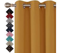 Rideaux occultants à œillets à isolation thermique pour fenêtres de chambre à coucher - Ocre - 2 panneaux (116,8 cm de large x 182 cm de long, ocre)